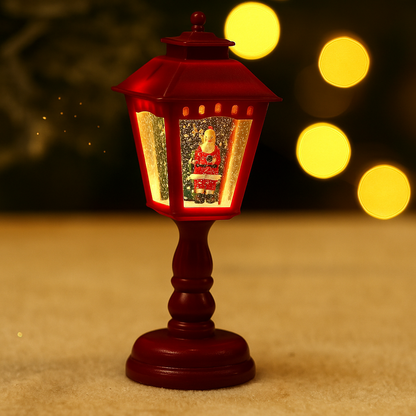 Christmas Snow Globe Candle Lamp – LED Spinning Water Glitter Light with Snowman & Tree