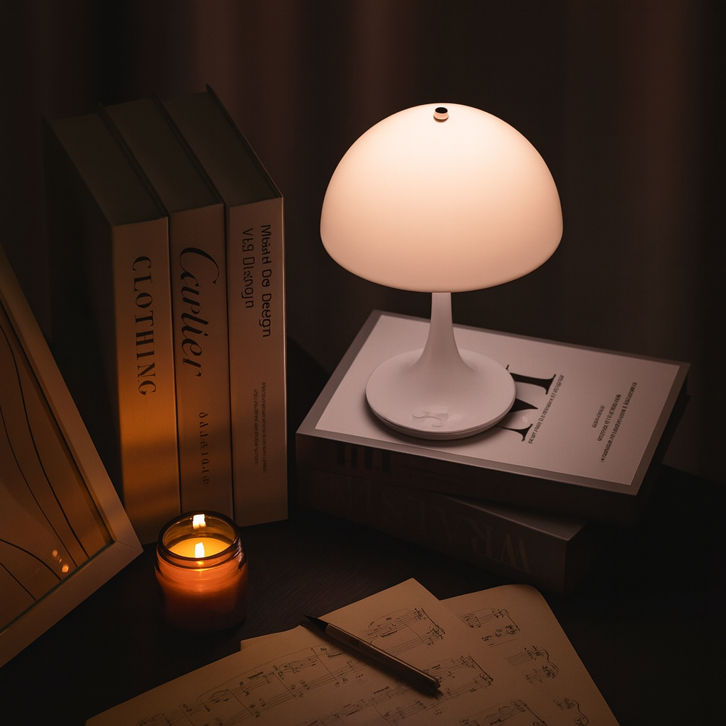 Portable Mushroom LED Table Lamp – USB C Rechargeable, Touch Control, 3-Color Dimmable Night Light