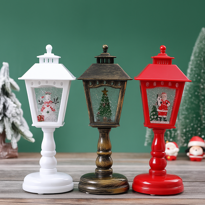 Christmas Snow Globe Candle Lamp – LED Spinning Water Glitter Light with Snowman & Tree